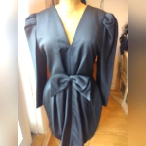 Dominic Rompolo 1980's Black satin fully lined dress. Size 12